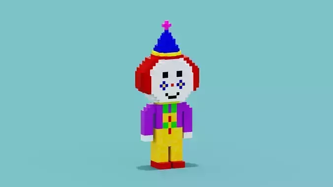 Voxel Clown Low-poly 3D model