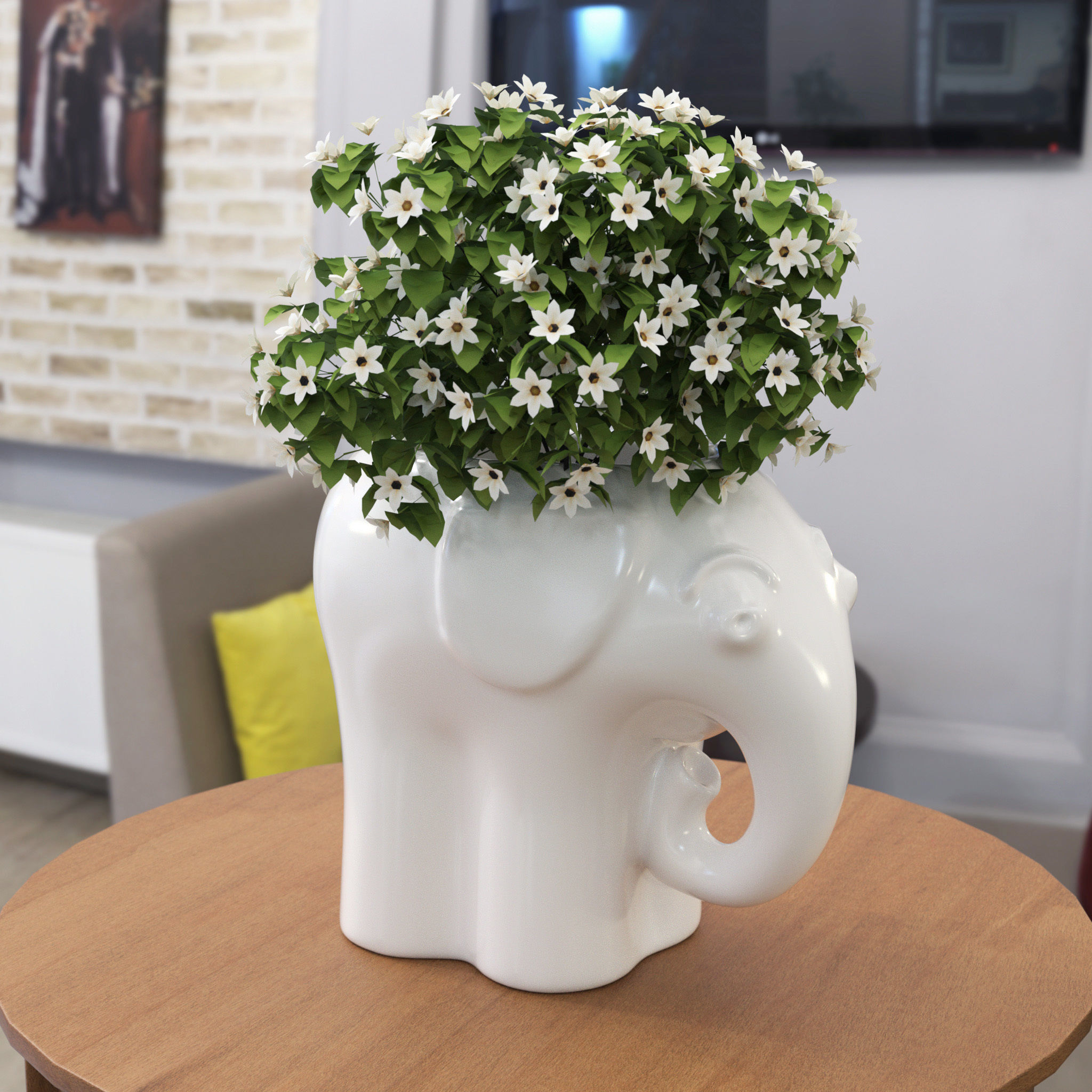 Two Elephant Pot Planter 3D print model_2