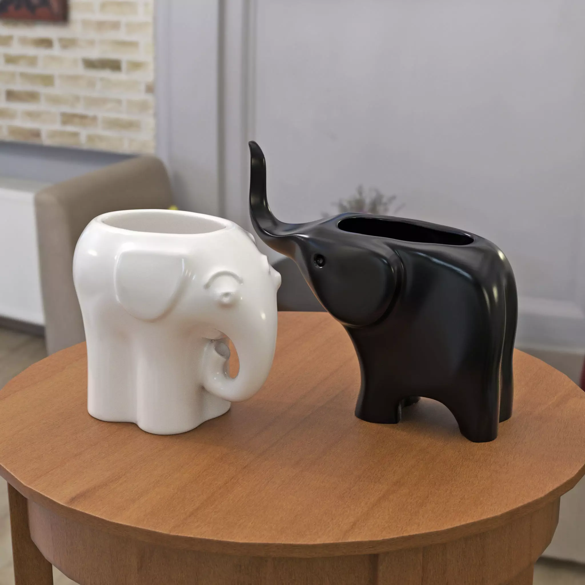 Two Elephant Pot Planter 3D print model_0