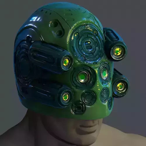 Gas mask helmet scifi Low-poly character art game space 