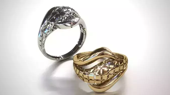 Light weight spiral fusion gold ring