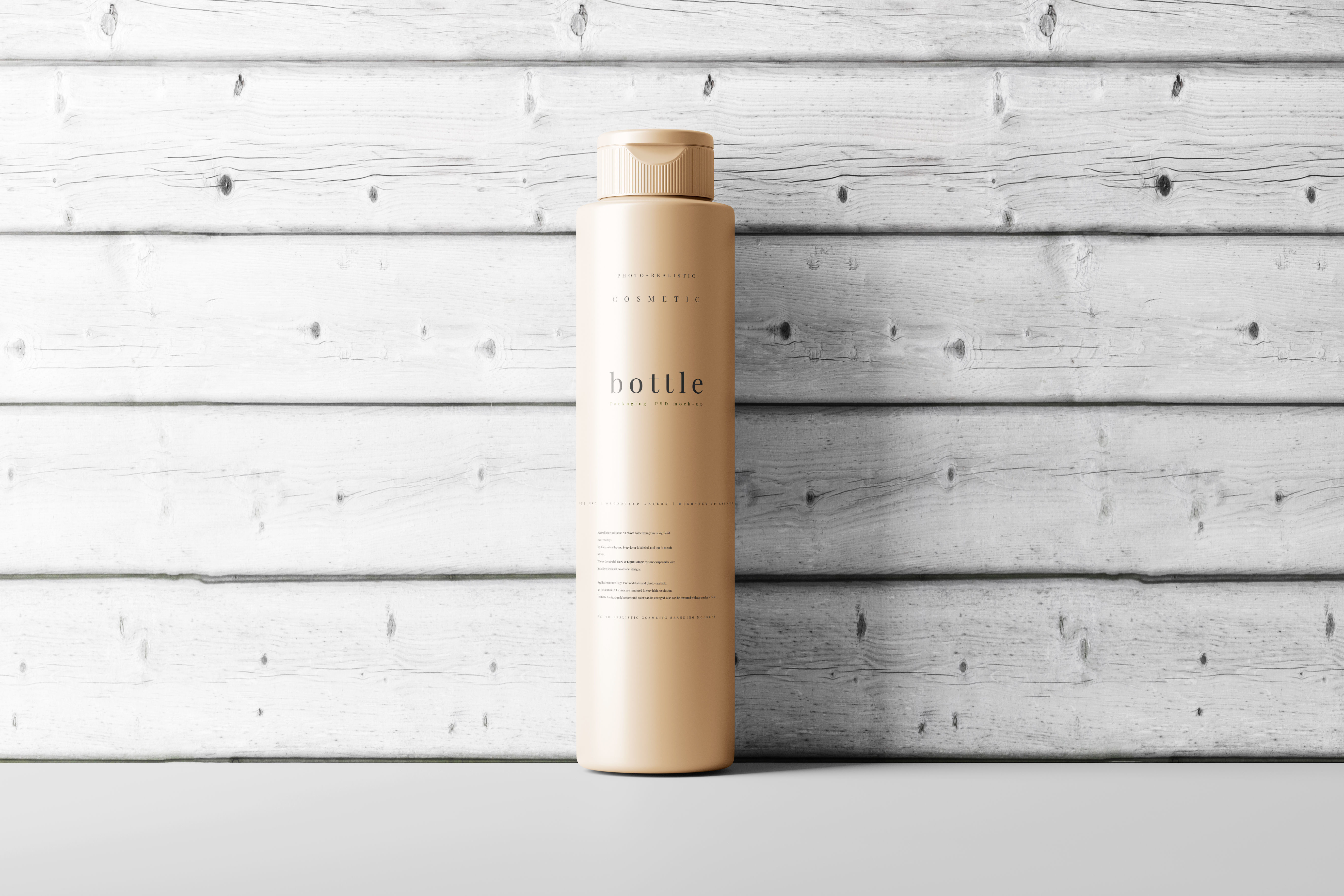 Slim Plastic Cosmetic Bottle Mockup Low-poly 3D model_4