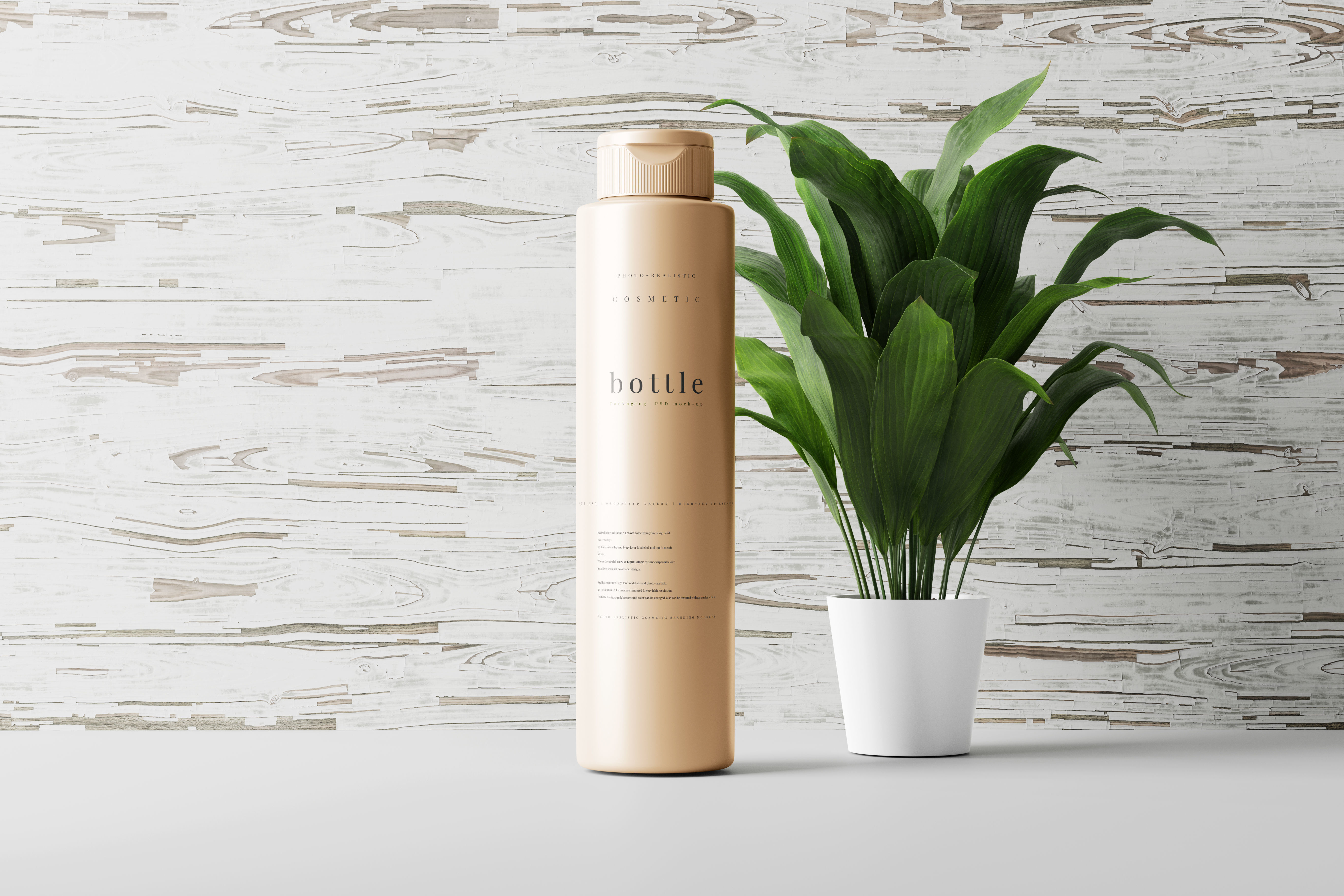 Slim Plastic Cosmetic Bottle Mockup Low-poly 3D model_7