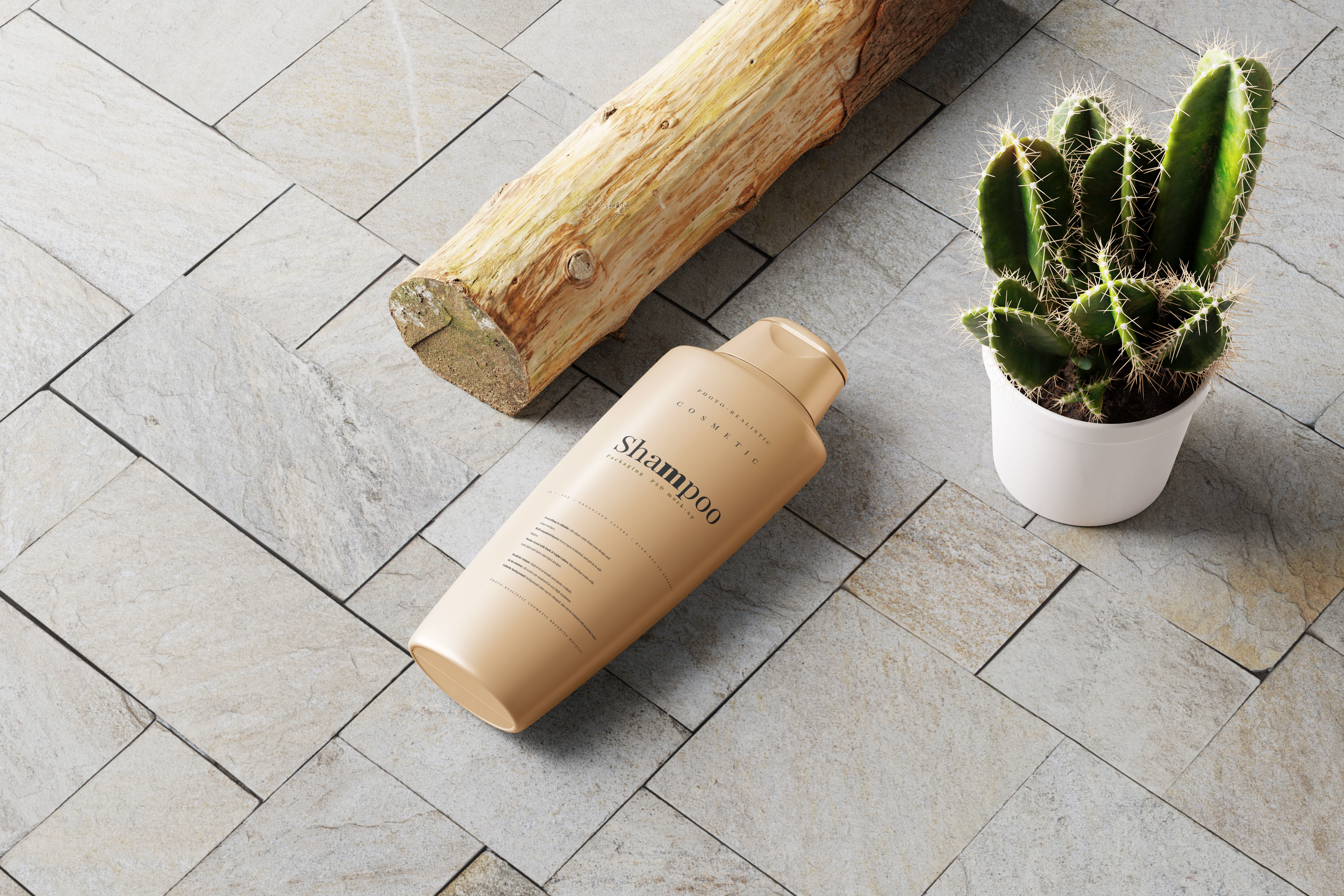 Plastic Shampoo Bottle Mockup Low-poly 3D model_8