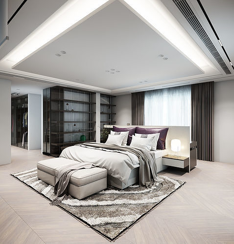 Master Bedroom 3d Scene V-ray rendering 3D model