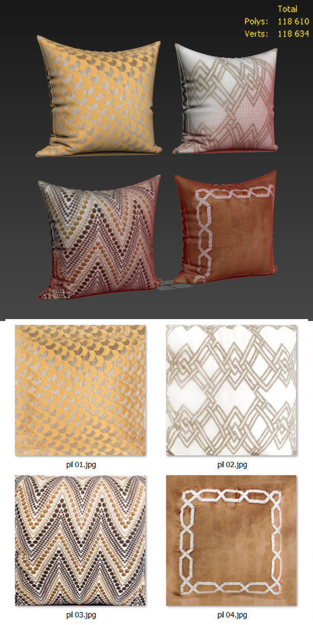 Decorative pillows Houzz set 182 3D model_21