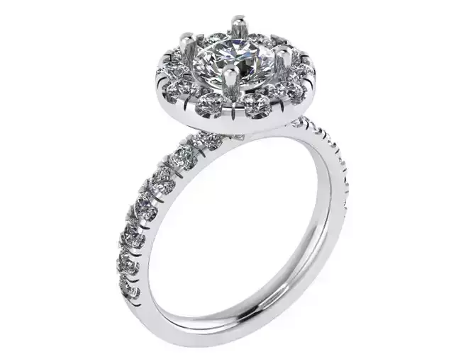 Round Halo Diamond Ring 0708