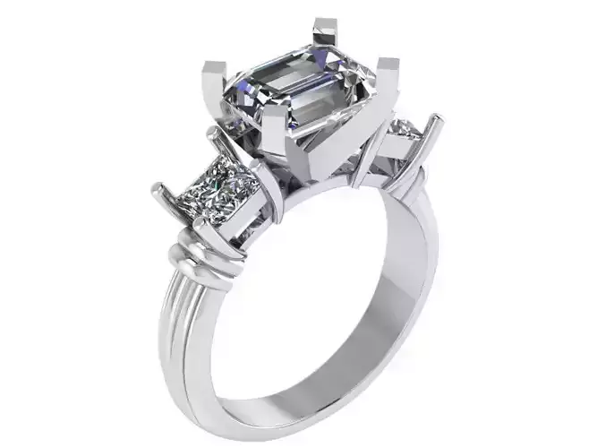 3-Stone Emerald Cut Ring 0713