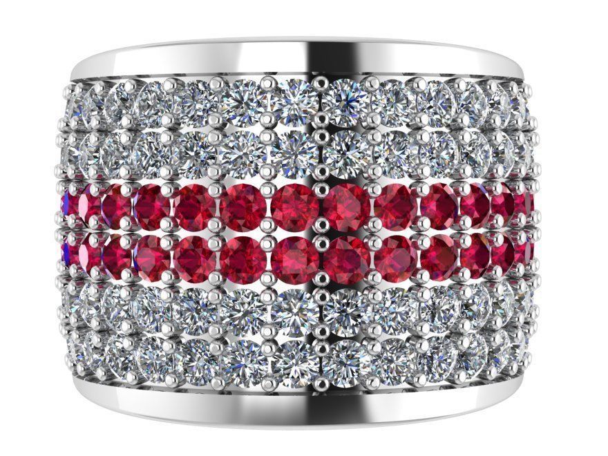 Ruby And Diamond French Pave Ring 0715 3D print model_2