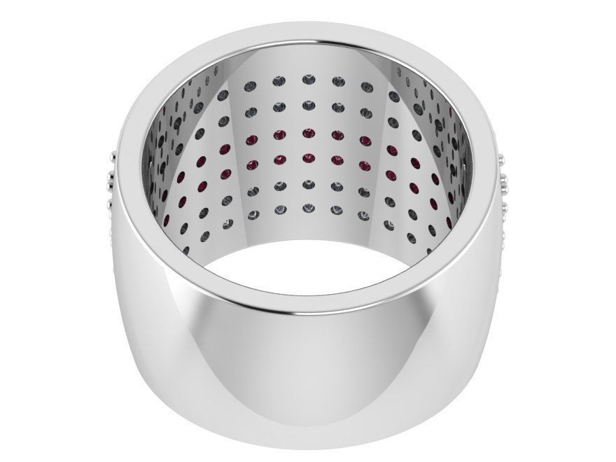 Ruby And Diamond French Pave Ring 0715 3D print model_3