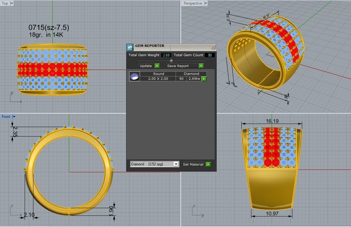 Ruby And Diamond French Pave Ring 0715 3D print model_4