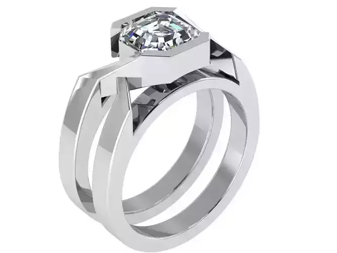 Asscher Cut Diamond Ring 0717