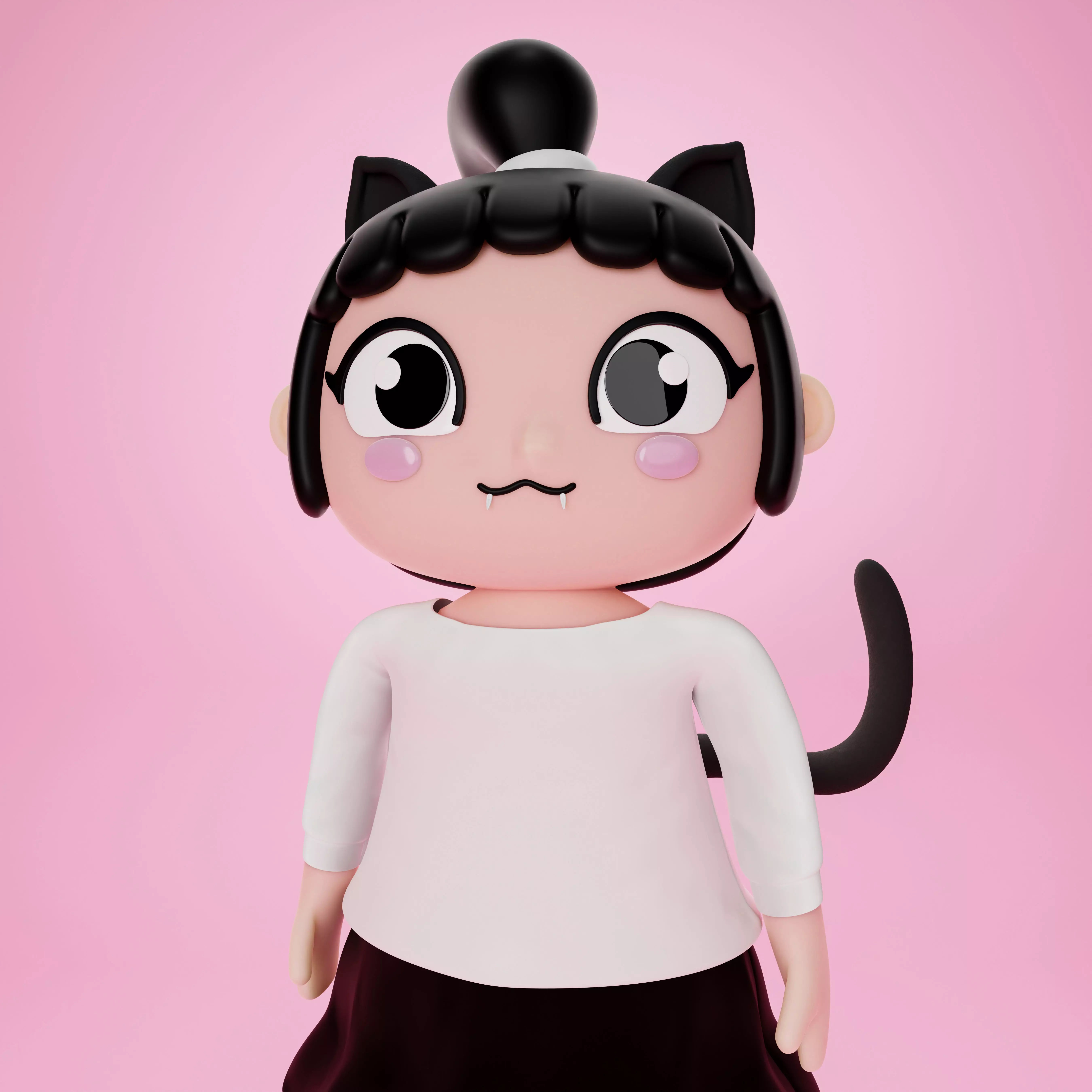 3D chibi catgirl character 3D model_0