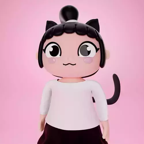 3D chibi catgirl character