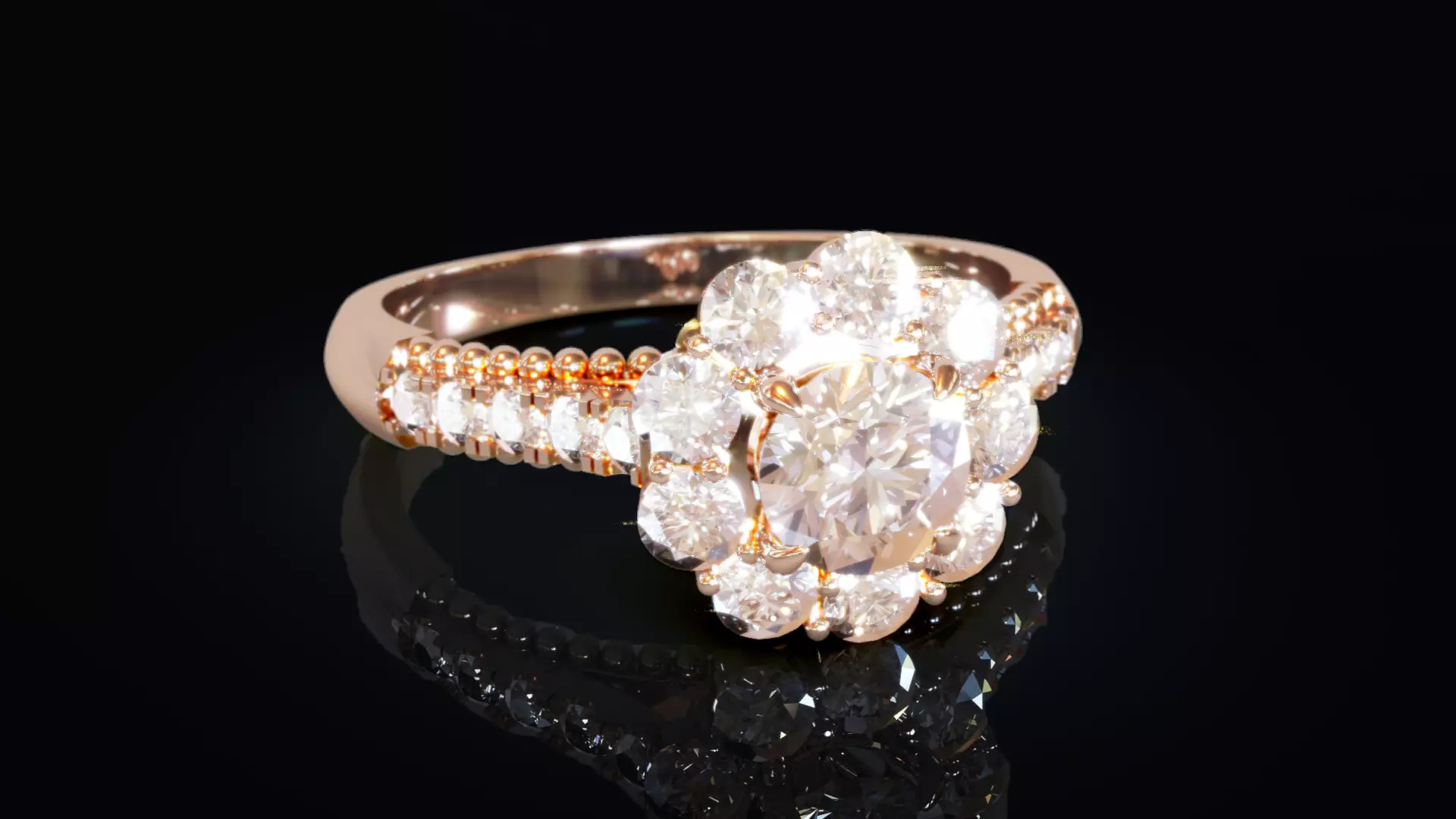 Halo Diamond Ring 2 3D print model