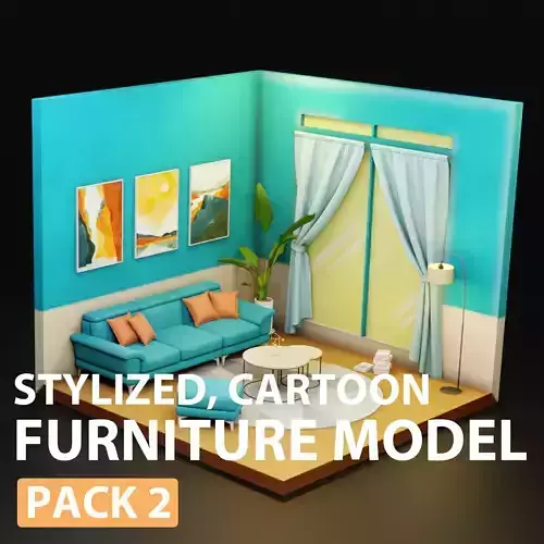 stylized cartoon furniture model pack 2