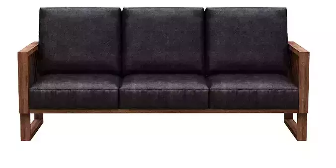 Sofa 3 seater with wooden