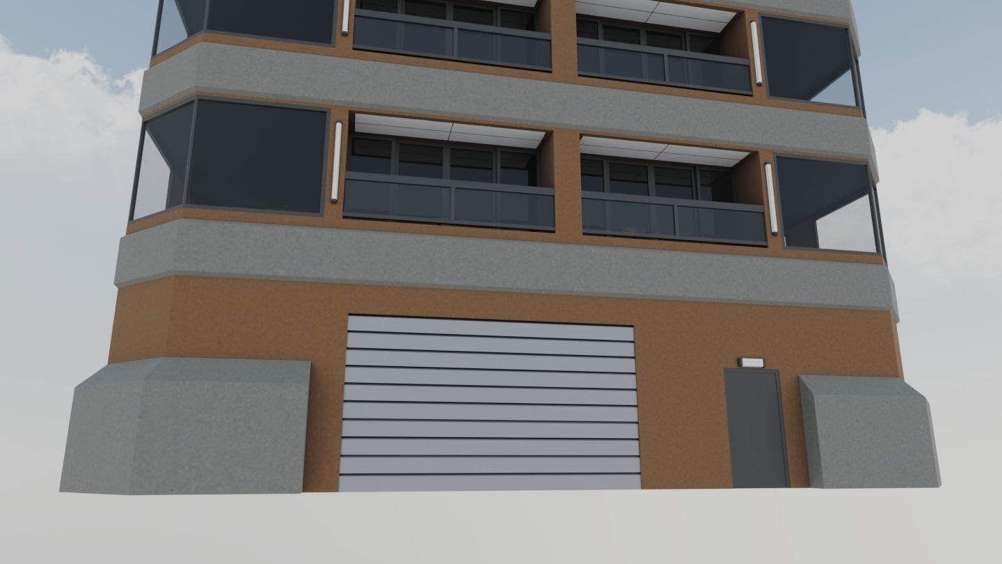 Modern High-Rise Studio Apartment Building Low-poly 3D model_28