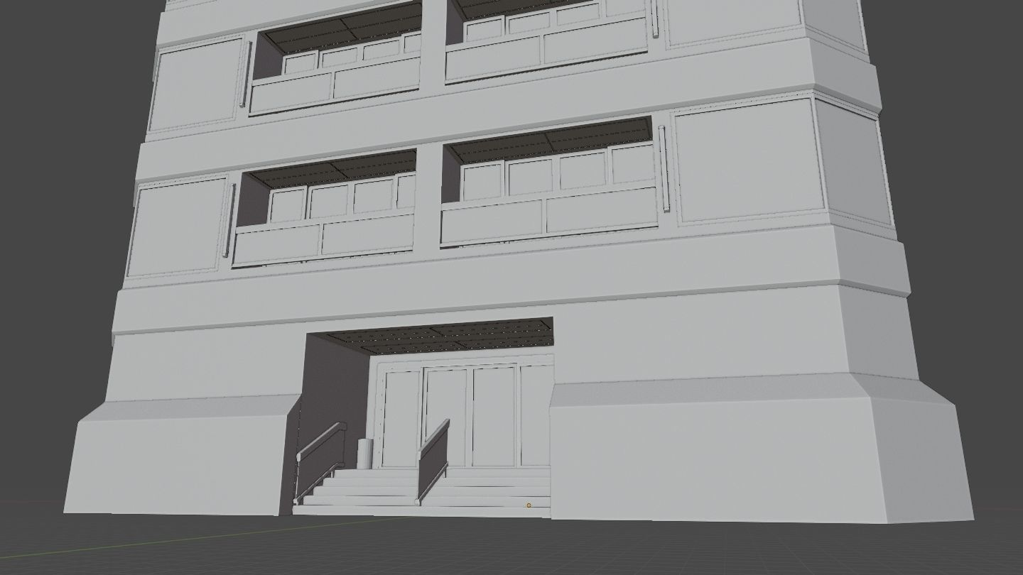 Modern High-Rise Studio Apartment Building Low-poly 3D model_26