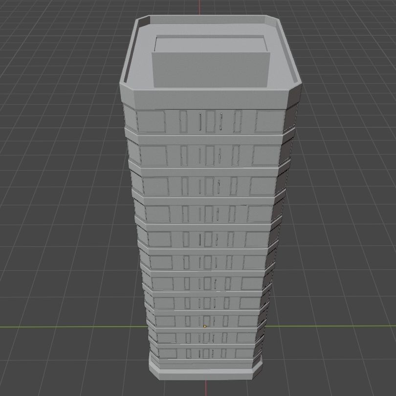 Modern High-Rise Studio Apartment Building Low-poly 3D model_18