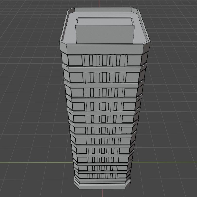 Modern High-Rise Studio Apartment Building Low-poly 3D model_19
