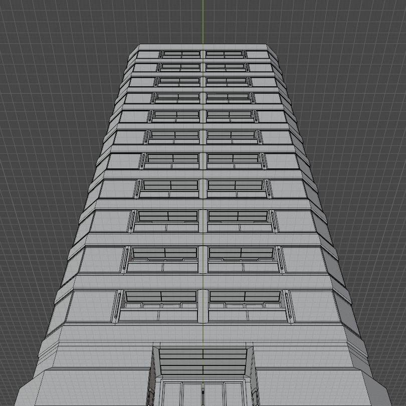Modern High-Rise Studio Apartment Building Low-poly 3D model_11