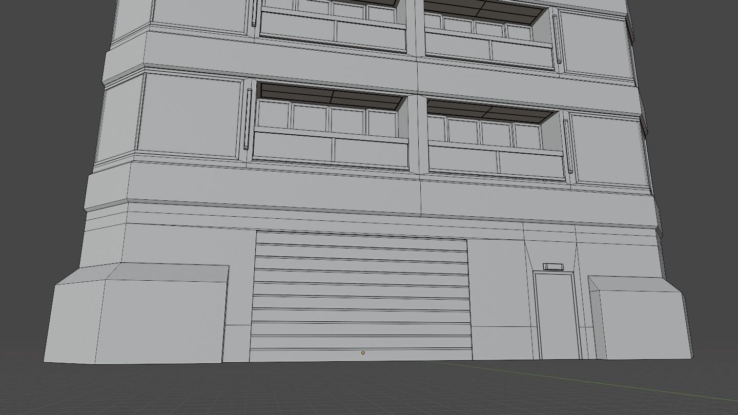 Modern High-Rise Studio Apartment Building Low-poly 3D model_31