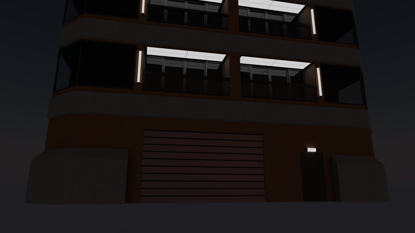 Modern High-Rise Studio Apartment Building Low-poly 3D model_29