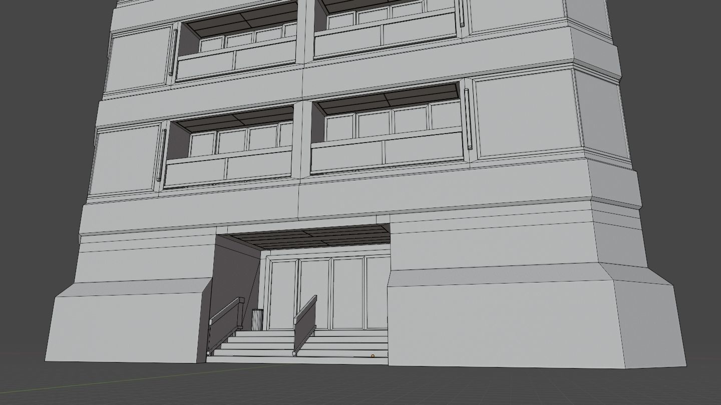 Modern High-Rise Studio Apartment Building Low-poly 3D model_27