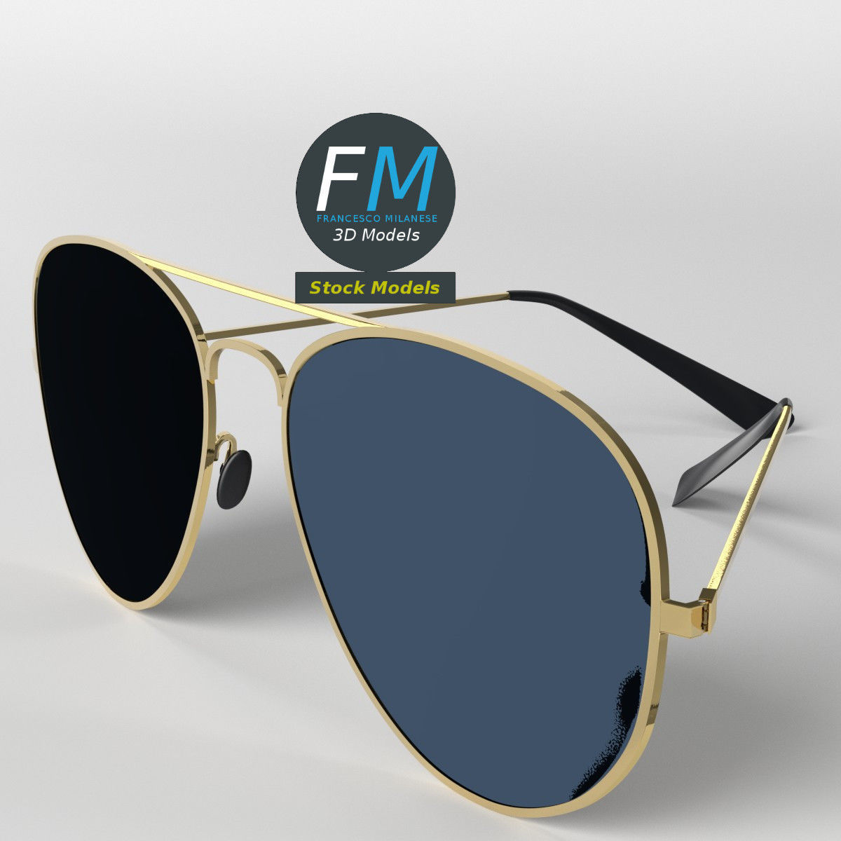 Sunglasses aviator 3D model_5