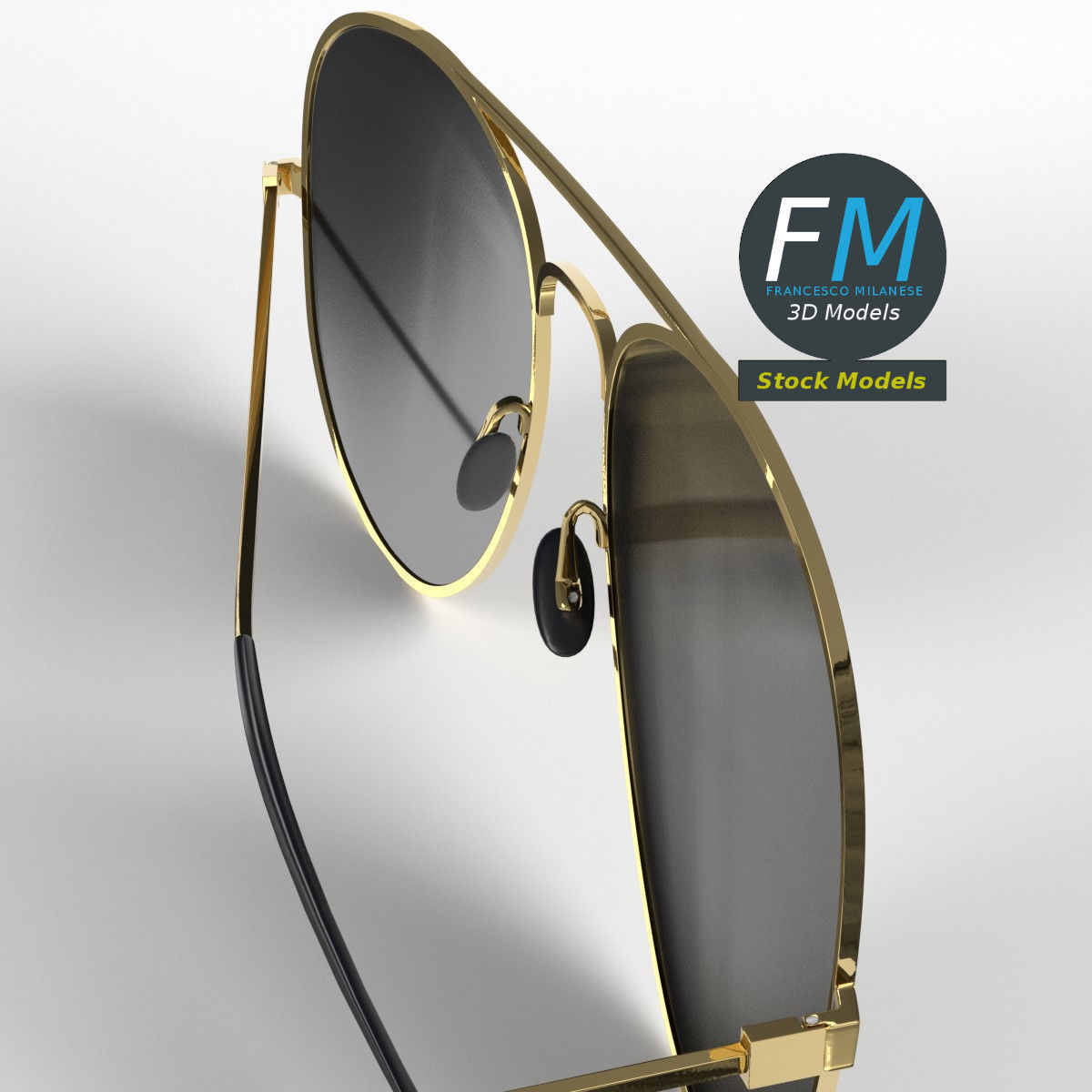 Sunglasses aviator 3D model_4