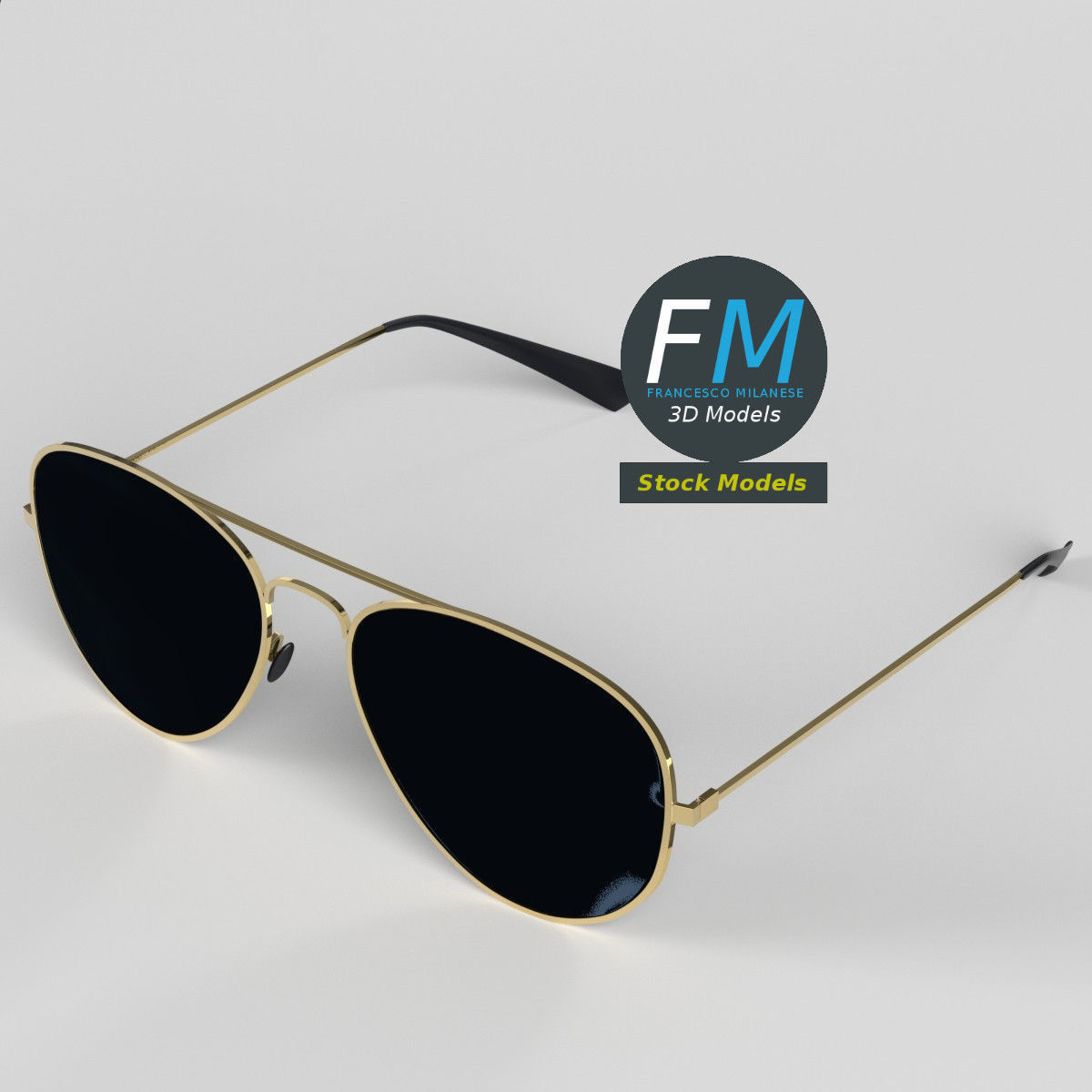 Sunglasses aviator 3D model_2