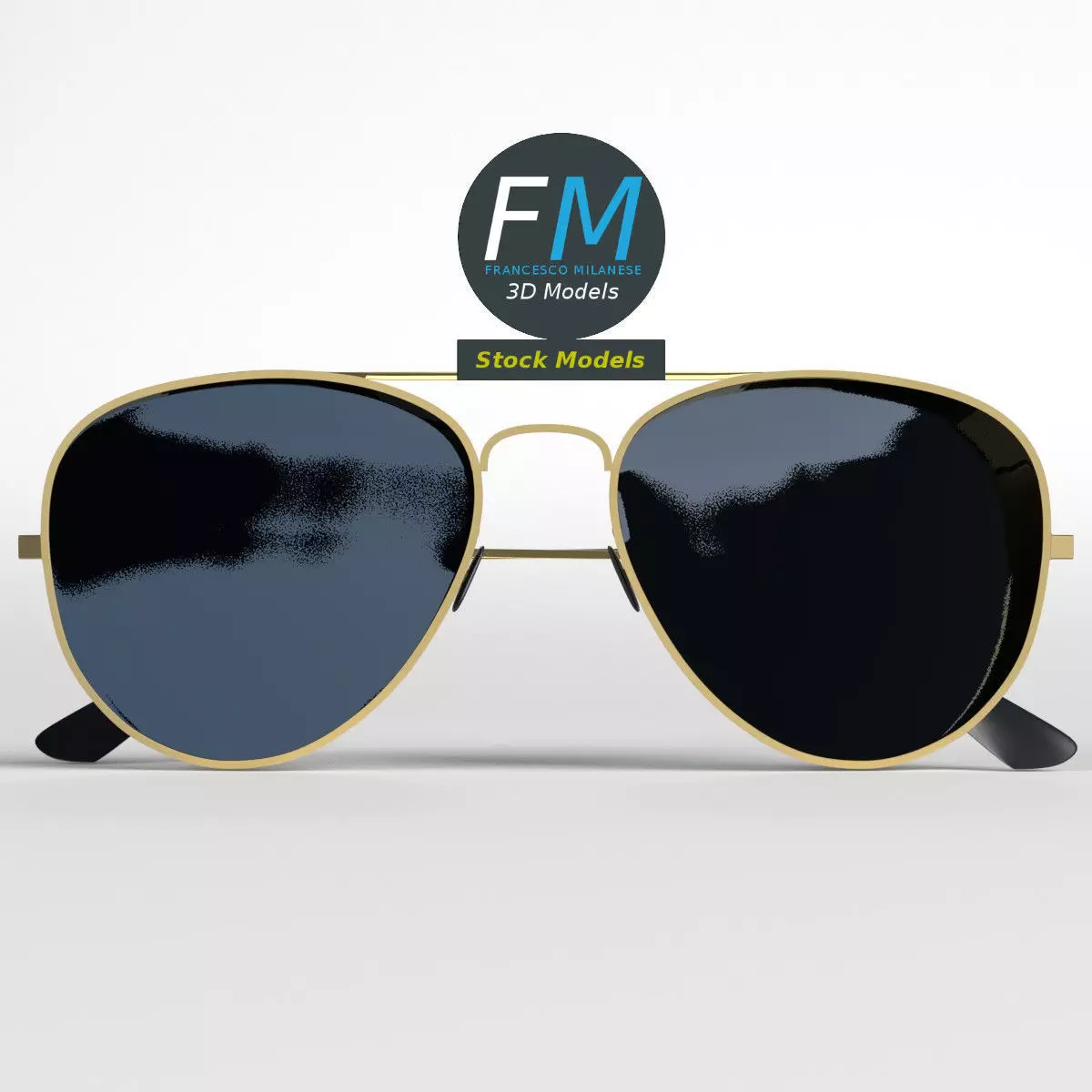 Sunglasses aviator 3D model_0