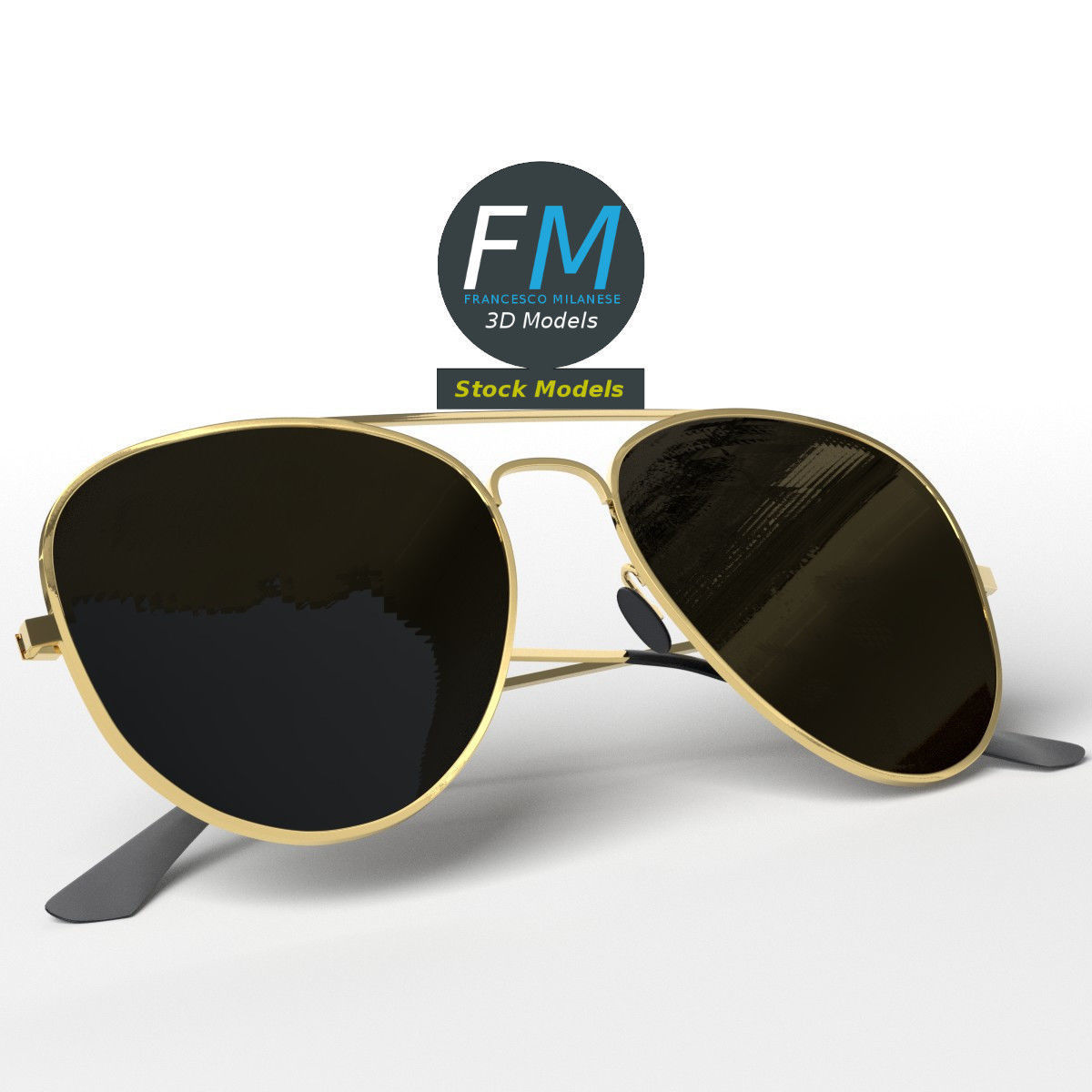Sunglasses aviator 3D model_3