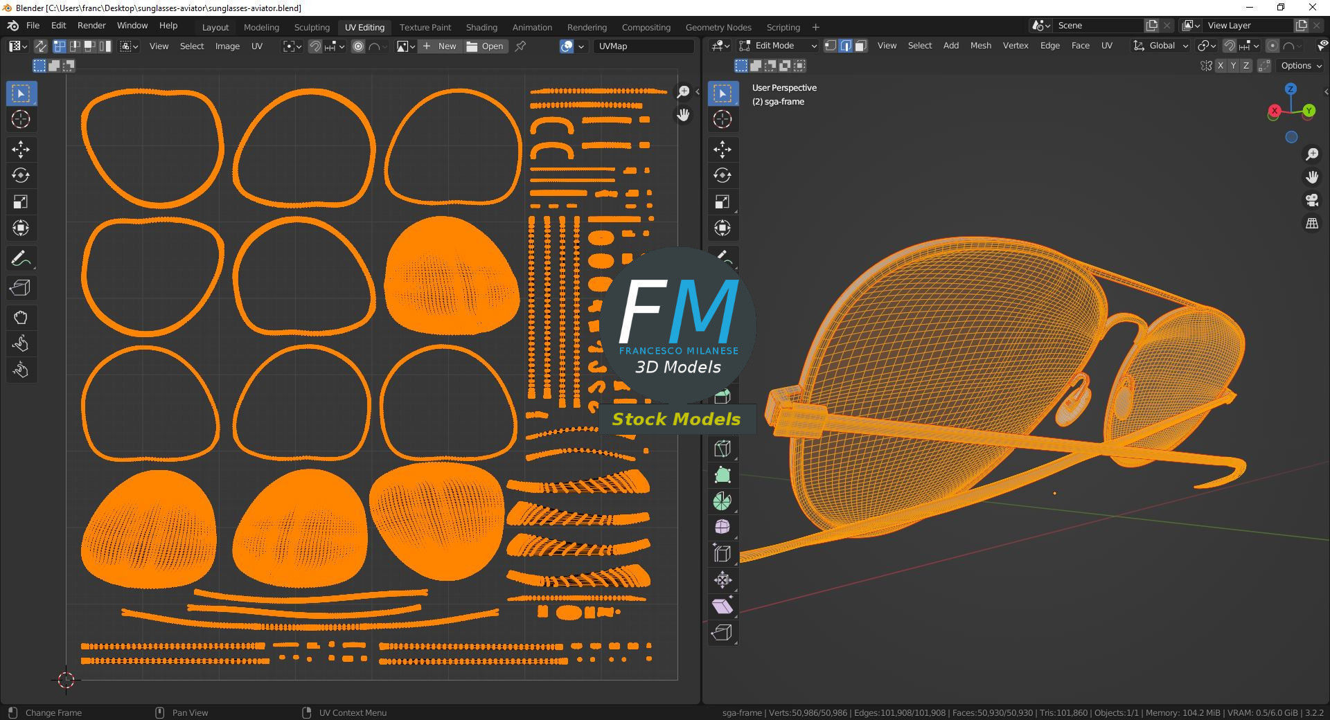 Sunglasses aviator 3D model_10