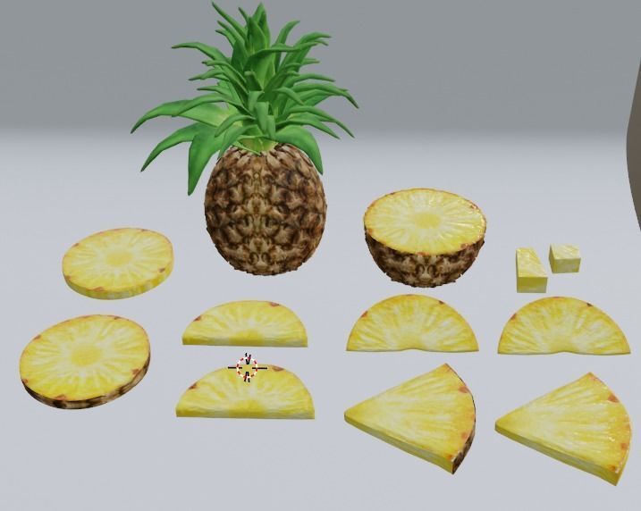 pineapple game asset - sliced Low-poly 3D model_1