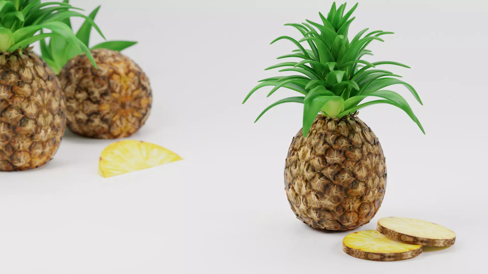 pineapple game asset - sliced Low-poly 3D model_0