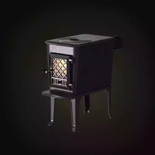 Black Functional Metal Wood Fireplace