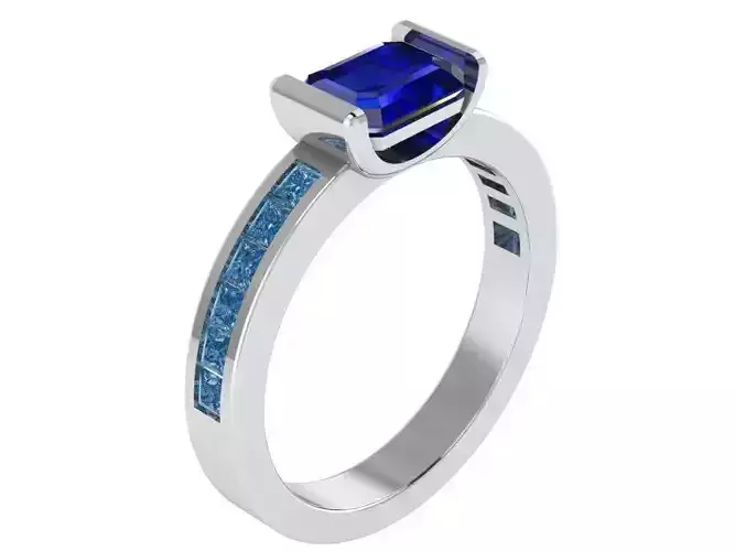 Emerald Cut Bar Setting Ring 0730