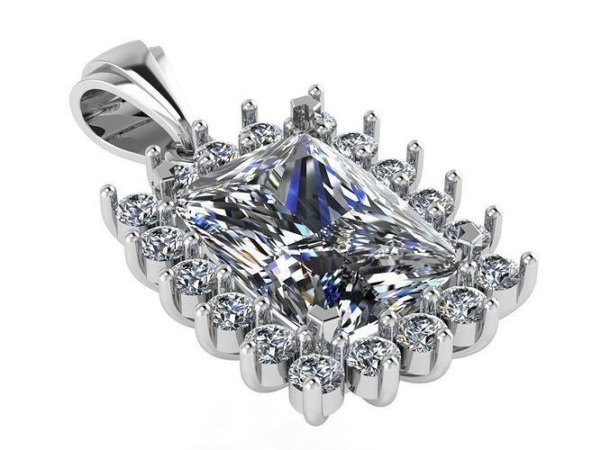 Cushion Cut Cluster Pendant 0732 3D print model