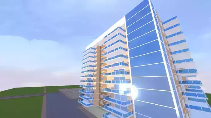 Apartment Building Complex Low Poly Free 3D model