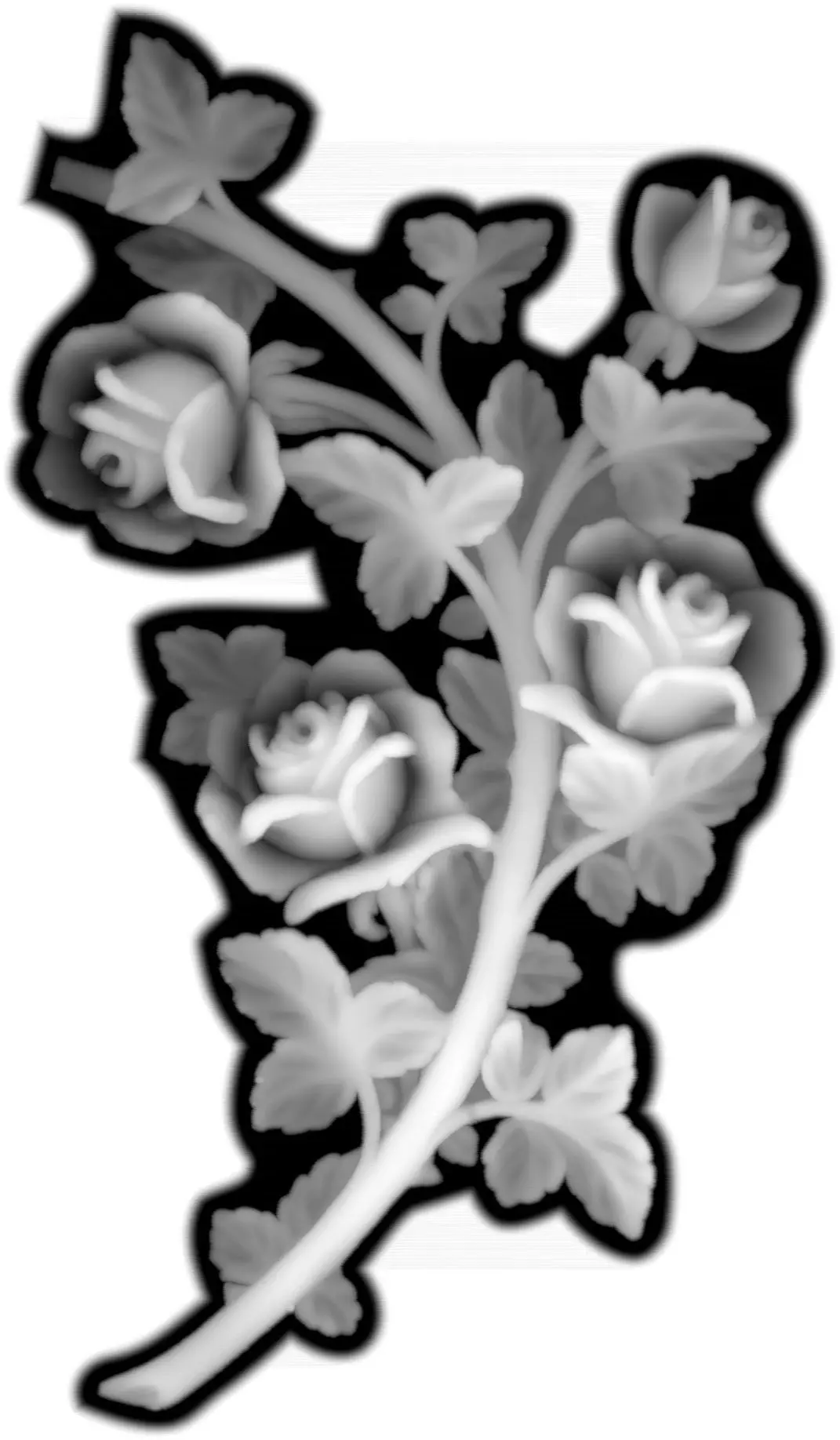 Roses on branch 3D model_0