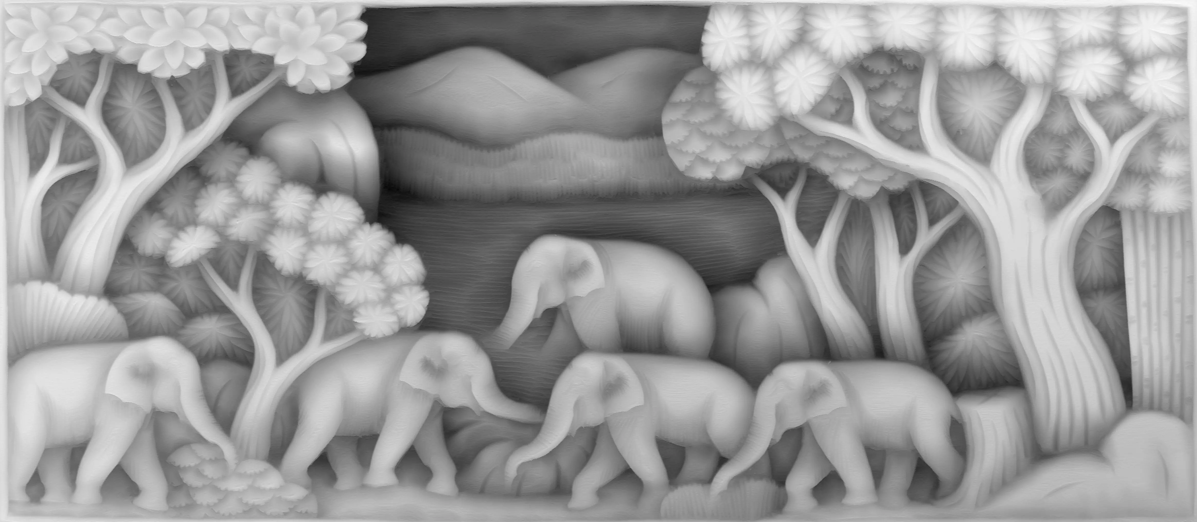 Elephants in forest 3D model_0