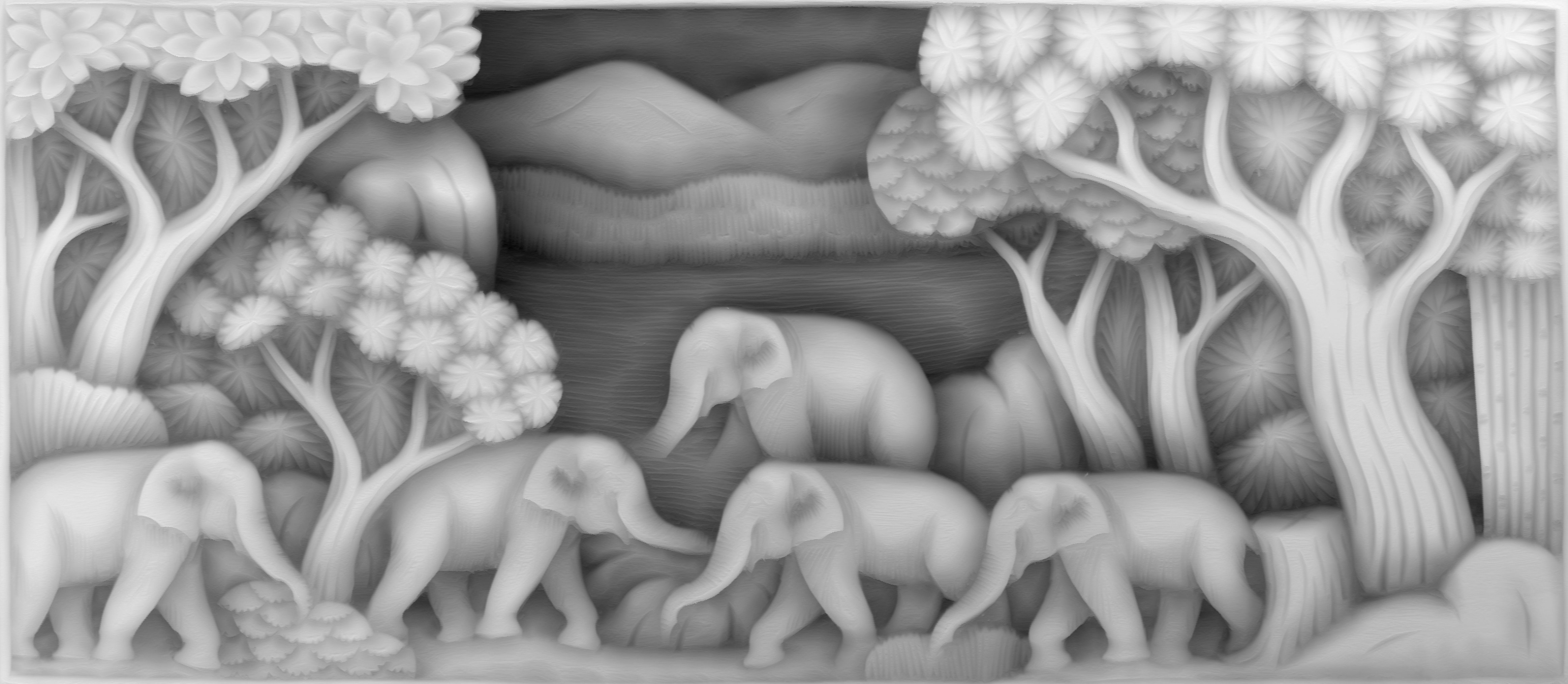 Elephants in forest 3D model_2