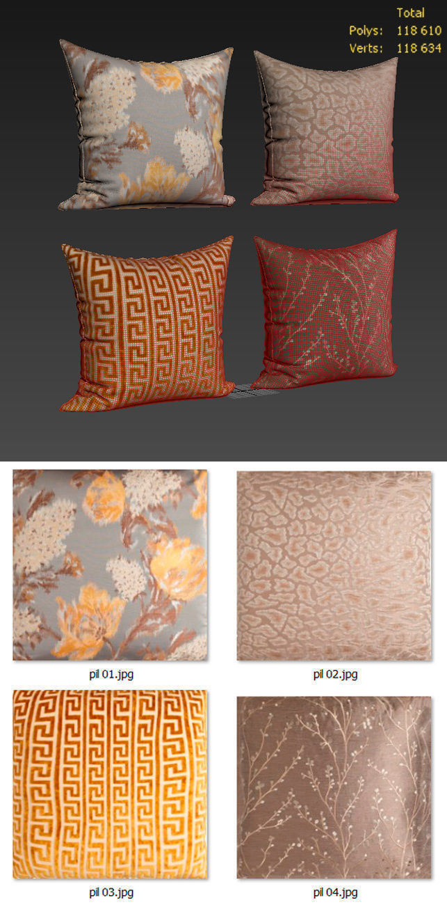 Decorative pillows Houzz set 189 3D model_21