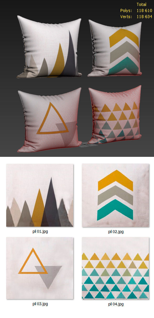 Decorative pillows Houzz set 190 3D model_21