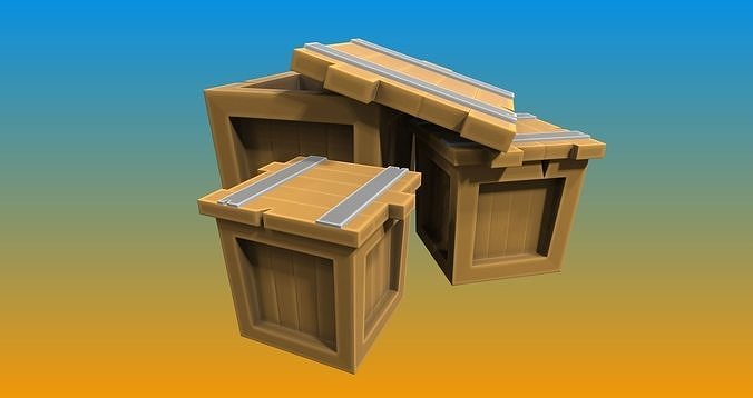 Free openable hand-painted wooden Box 3D Free low-poly 3D model
