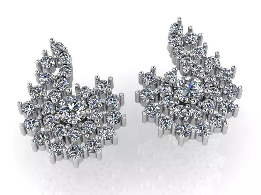 Drop Cluster Diamond Earring 1004 3D print model_0