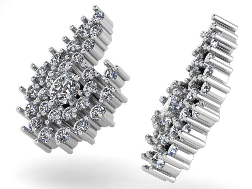 Drop Cluster Diamond Earring 1004 3D print model_3