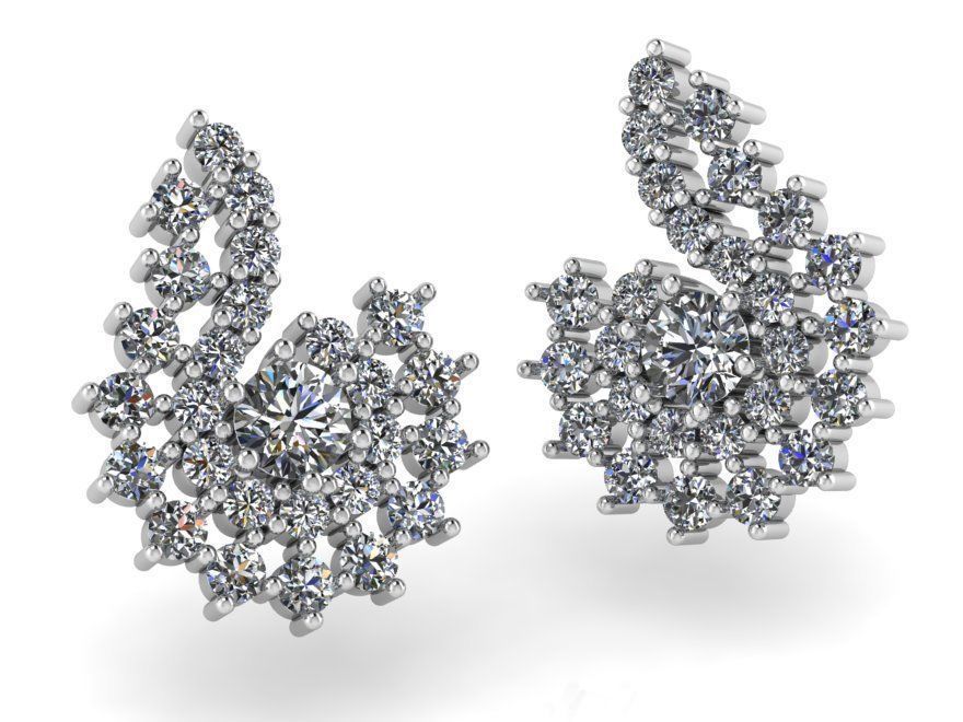 Drop Cluster Diamond Earring 1004 3D print model_2